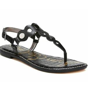 SAM EDELMAN Gilly Black Leather Studded T Sandal Size 6M